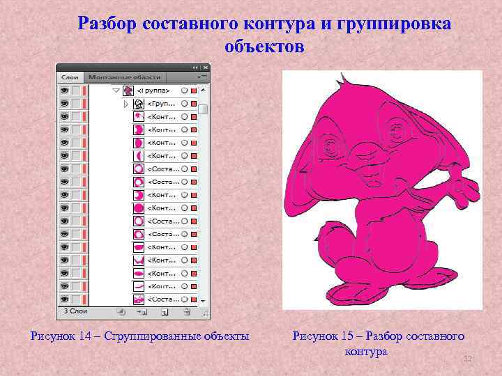 Разбор составного контура и группировка объектов Рисунок 14 – Сгруппированные объекты Рисунок 15 –