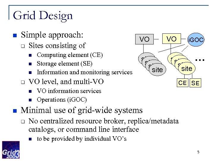 Grid Design n Simple approach: q Sites consisting of n n n q site