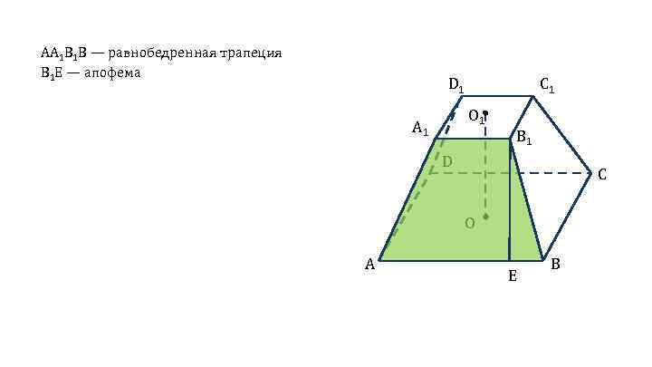 АА 1 В 1 В — равнобедренная трапеция В 1 Е — апофема D