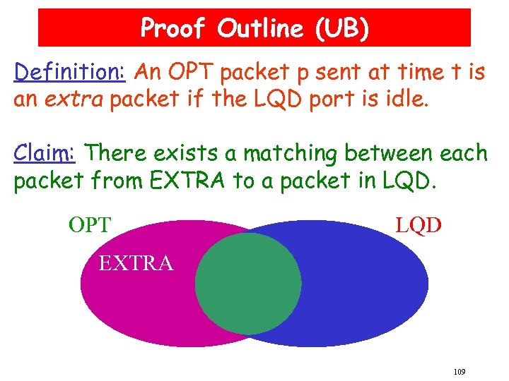 Proof Outline (UB) Definition: An OPT packet p sent at time t is an