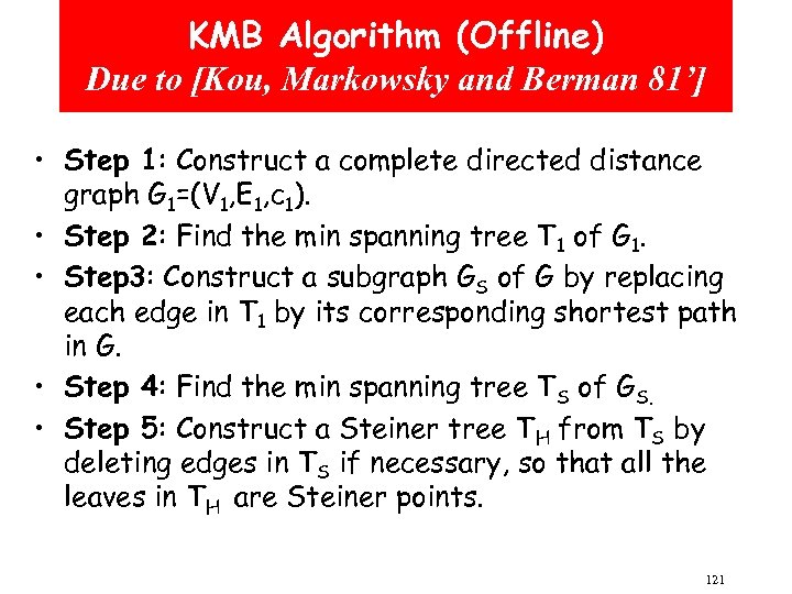 KMB Algorithm (Offline) Due to [Kou, Markowsky and Berman 81’] • Step 1: Construct