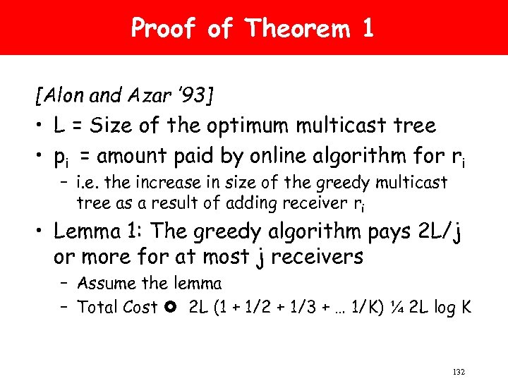 Proof of Theorem 1 [Alon and Azar ’ 93] • L = Size of