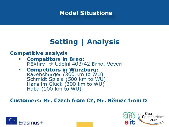 Model Situations Setting | Analysis Competitive analysis § Competitors in Brno: REXhry Udolni 403/42