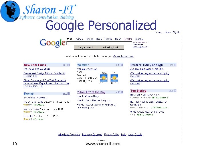 Google Personalized 10 www. sharon-it. com 