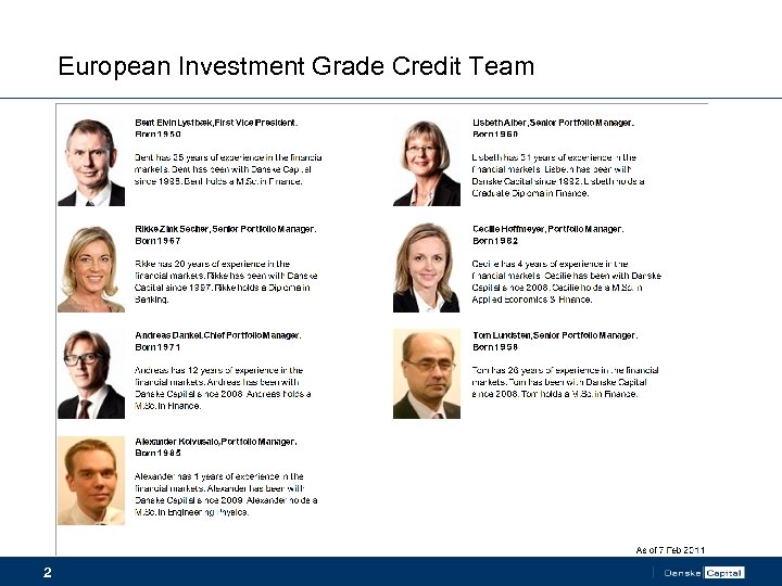 European Investment Grade Credit Team 2 