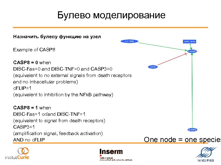 Булево моделирование Назначить булеву функцию на узел Example of CASP 8 = 0 when
