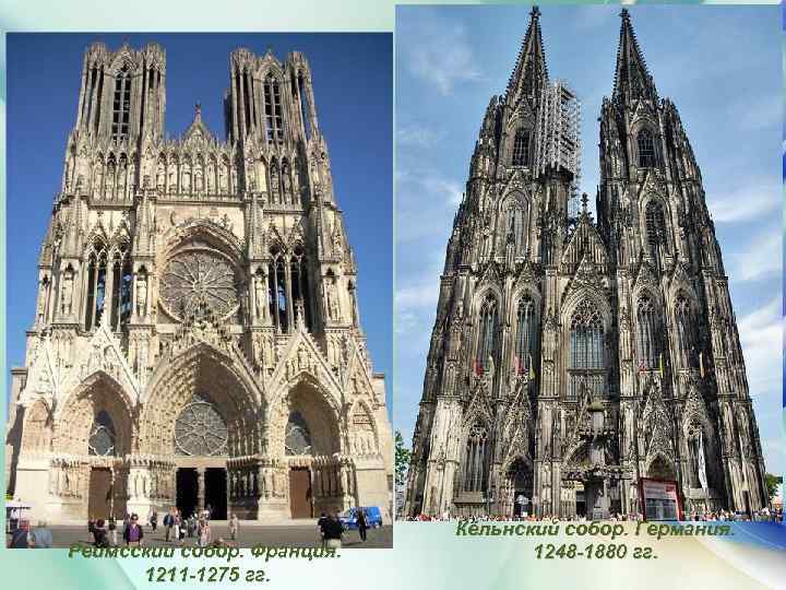 Реймсский собор. Франция. 1211 -1275 гг. Кёльнский собор. Германия. 1248 -1880 гг. 