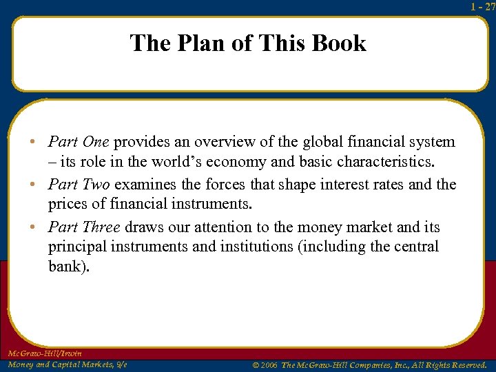 1 - 27 The Plan of This Book • Part One provides an overview
