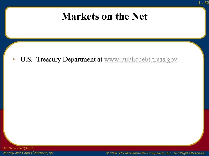 1 - 32 Markets on the Net • U. S. Treasury Department at www.