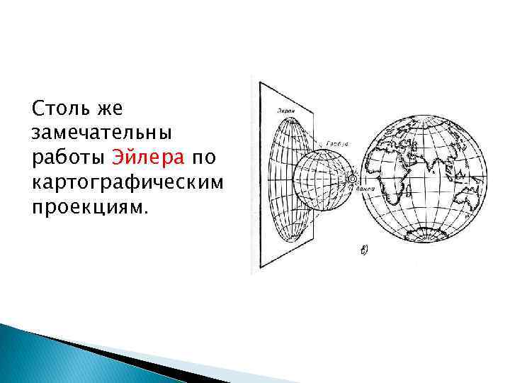 Столь же замечательны работы Эйлера по картографическим проекциям. 