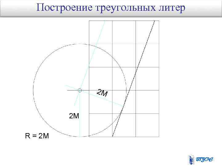 Построение треугольных литер 2 M 2 M R = 2 M 