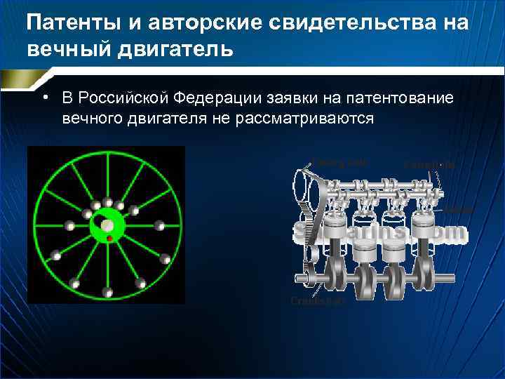 Патенты и авторские свидетельства на вечный двигатель • В Российской Федерации заявки на патентование