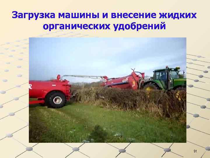 Загрузка машины и внесение жидких органических удобрений 91 