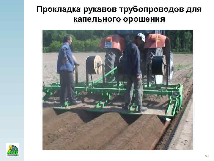 Прокладка рукавов трубопроводов для капельного орошения 96 