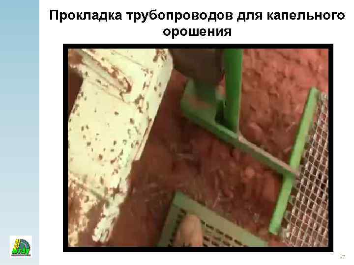 Прокладка трубопроводов для капельного орошения 97 