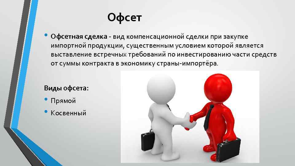 Офсет • Офсетная сделка - вид компенсационной сделки при закупке импортной продукции, существенным условием