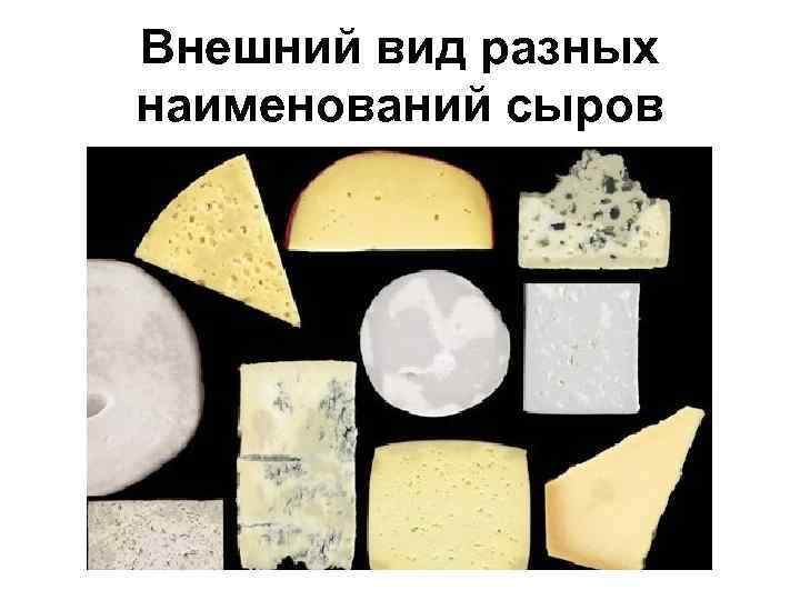 Внешний вид разных наименований сыров 