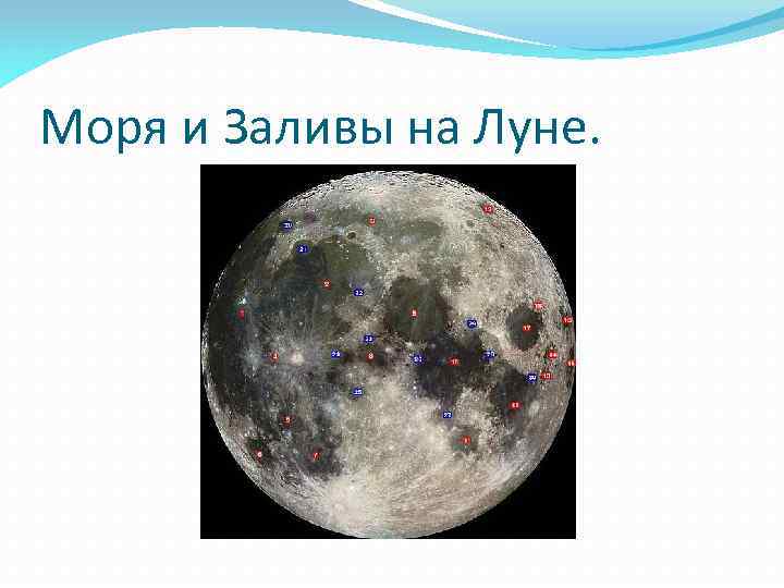 Моря и Заливы на Луне. 