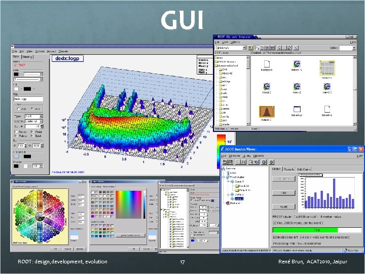 GUI ROOT: design, development, evolution 17 René Brun, ACAT 2010, Jaipur 