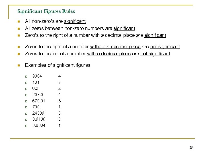 Significant Figures Rules n n n All non-zero’s are significant All zeros between non-zero
