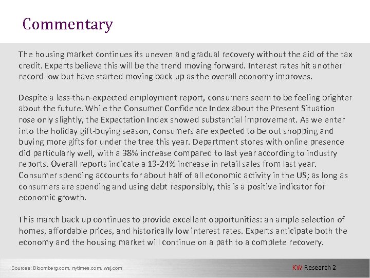 Commentary The housing market continues its uneven and gradual recovery without the aid of