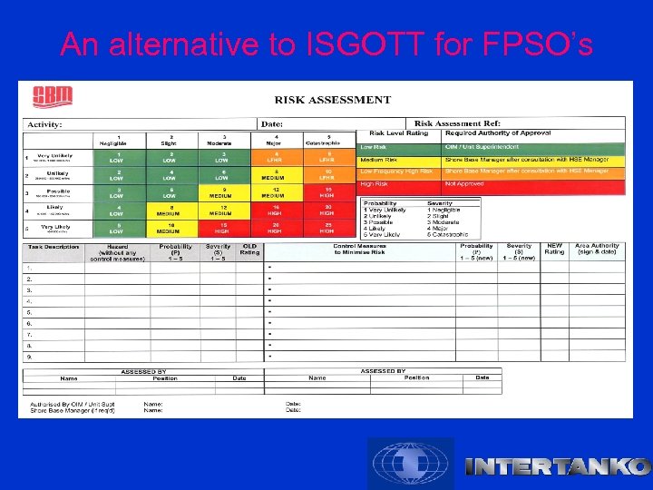 An alternative to ISGOTT for FPSO’s 