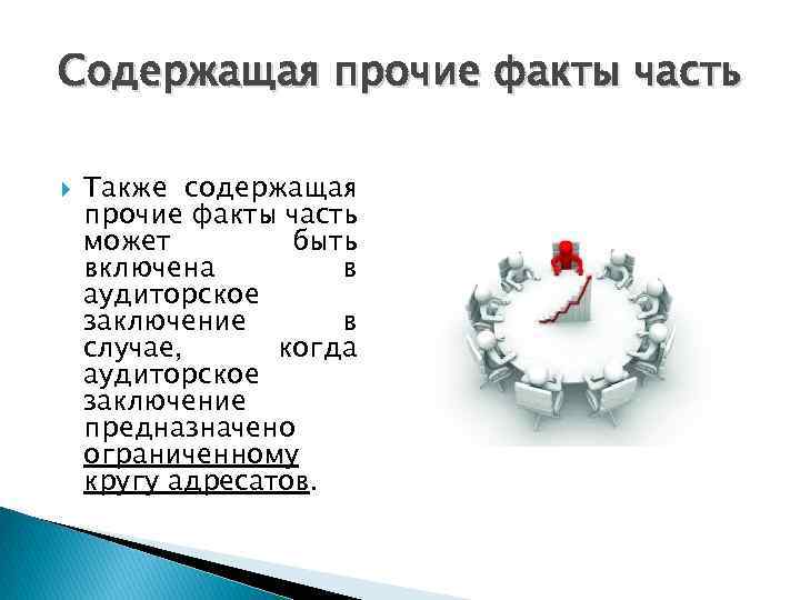Содержащая прочие факты часть Также содержащая прочие факты часть может быть включена в аудиторское