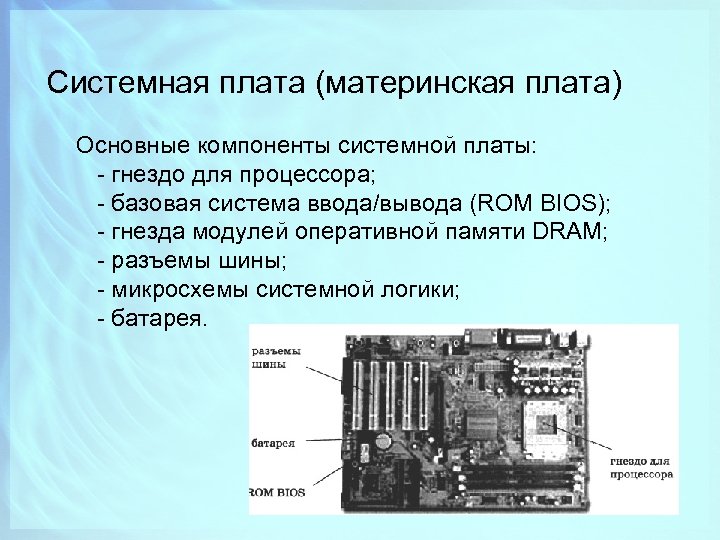 Системная плата процессор оперативная память схема