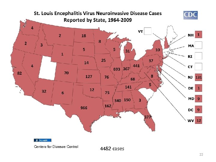 Centers for Disease Control 4482 cases 22 
