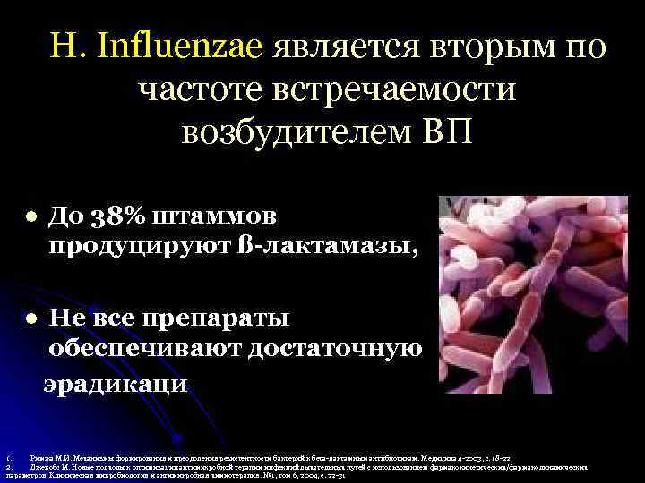 H. Influenzae является вторым по частоте встречаемости возбудителем ВП l l 1. 2. До