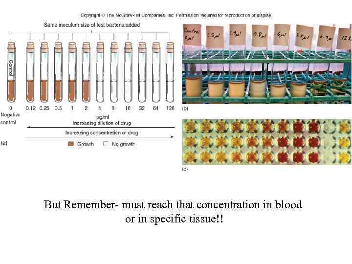 But Remember- must reach that concentration in blood or in specific tissue!! 