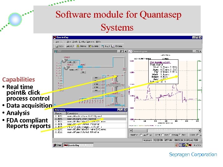 Software module for Quantasep Systems Capabilities • Real time point& click process control •