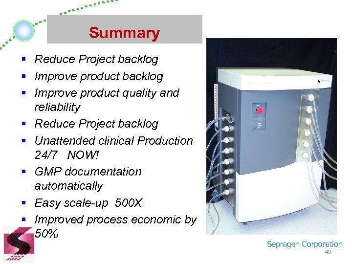 Summary § Reduce Project backlog § Improve product quality and reliability § Reduce Project