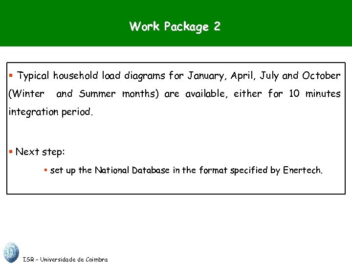 Work Package 2 § Typical household load diagrams for January, April, July and October