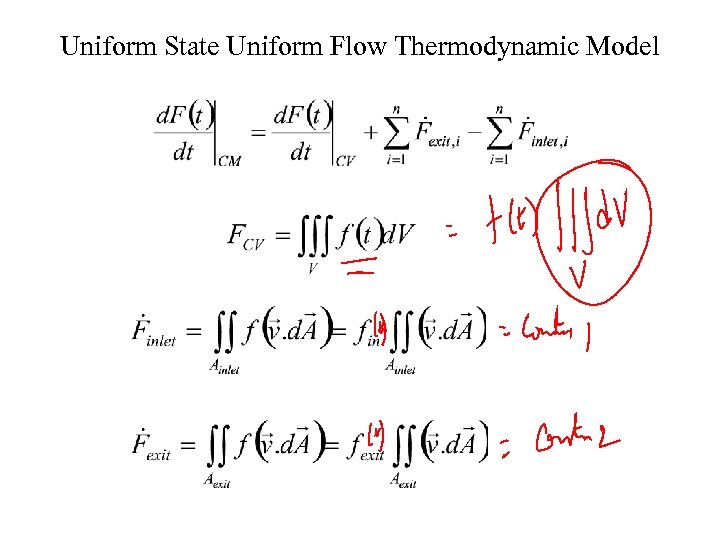 Uniform State Uniform Flow Thermodynamic Model 