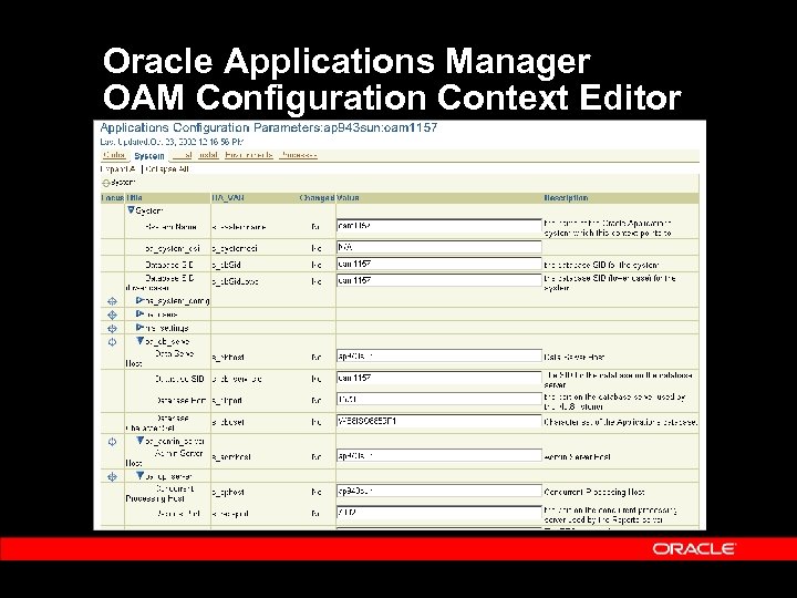Oracle Applications Manager OAM Configuration Context Editor 