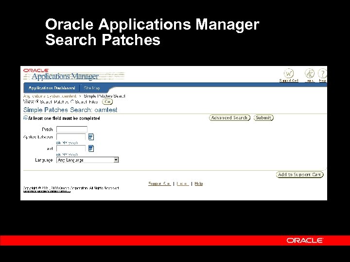 Oracle Applications Manager Search Patches 