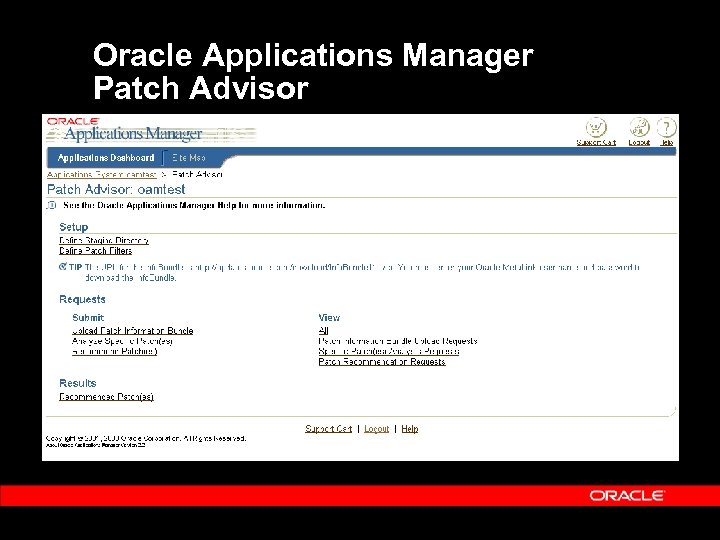 Oracle Applications Manager Patch Advisor 