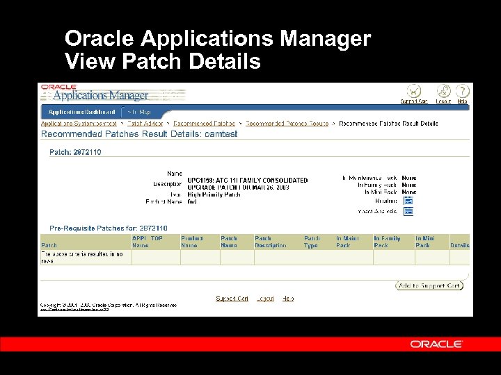 Oracle Applications Manager View Patch Details 