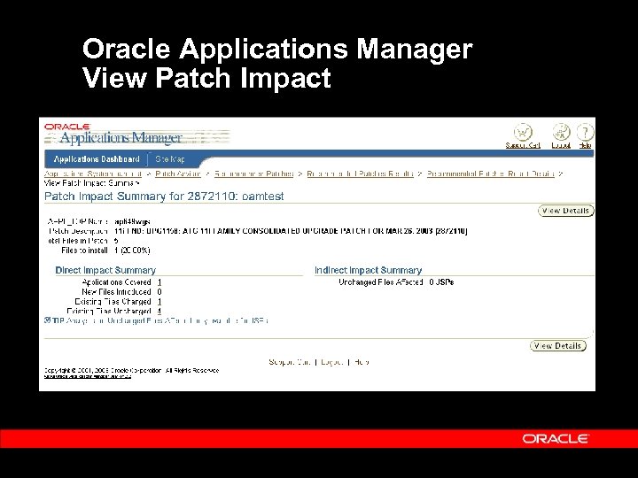 Oracle Applications Manager View Patch Impact 
