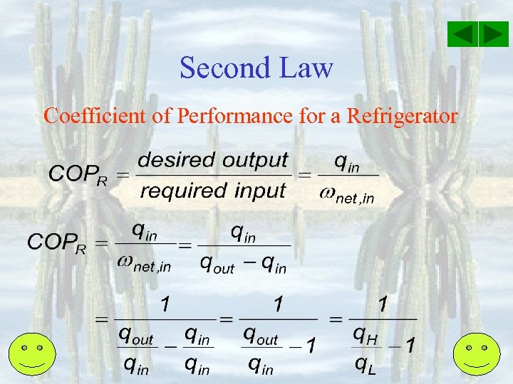 Second Law Coefficient of Performance for a Refrigerator 