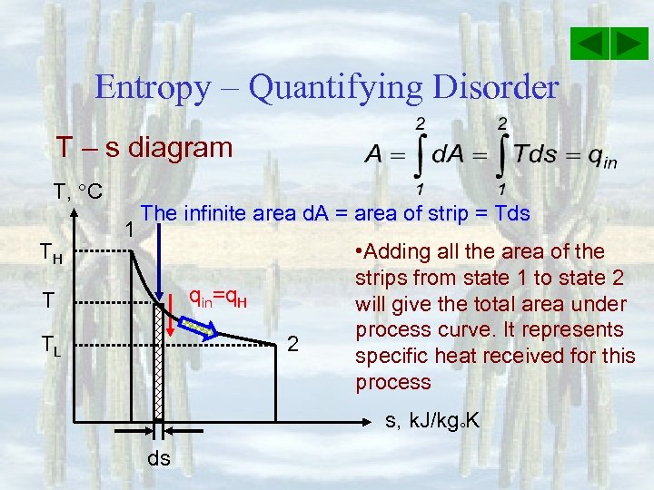 Entropy – Quantifying Disorder T – s diagram T, C TH 1 The infinite