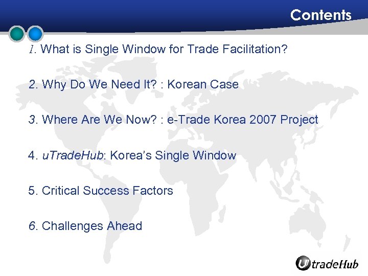 Contents 1. What is Single Window for Trade Facilitation? 2. Why Do We Need