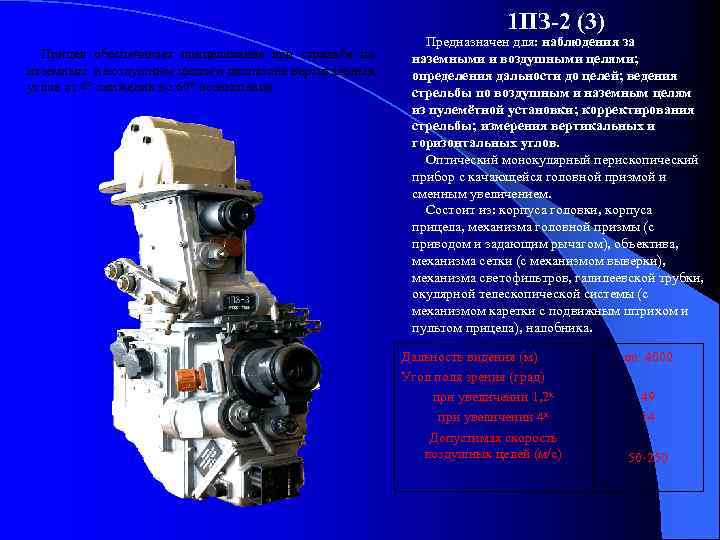 1 ПЗ-2 (3) Прицел обеспечивает прицеливание при стрельбе по наземным и воздушным целям в