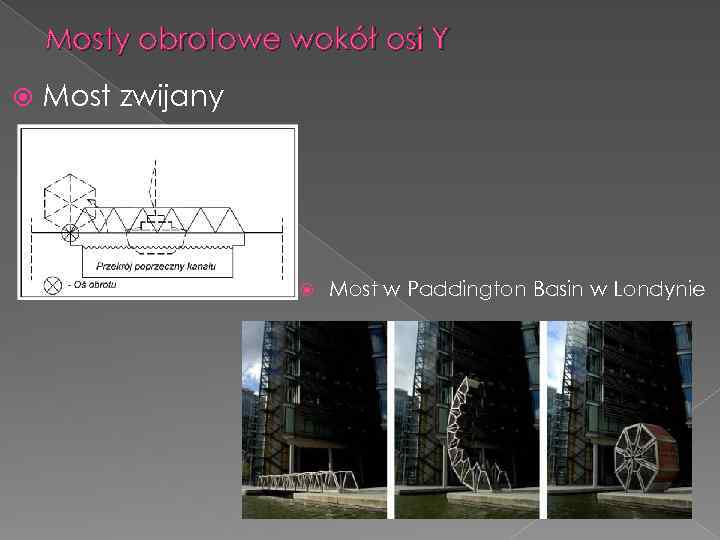 Mosty obrotowe wokół osi Y Most zwijany Most w Paddington Basin w Londynie 