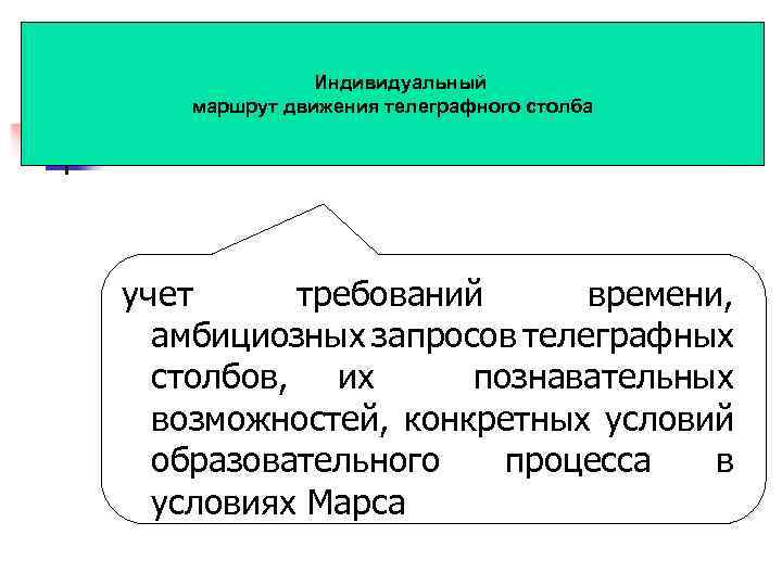  Индивидуальный маршрут движения телеграфного столба учет требований времени, амбициозных запросов телеграфных столбов, их