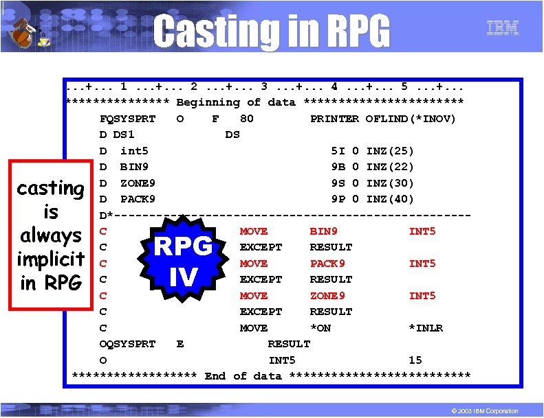 R P Casting in RPG G . . . +. . . 1. .