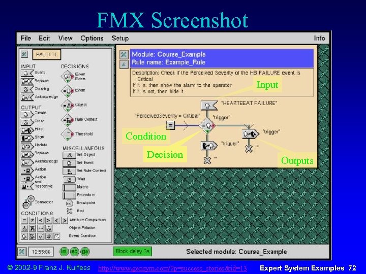 FMX Screenshot Input Condition Decision © 2002 -9 Franz J. Kurfess http: //www. gensym.