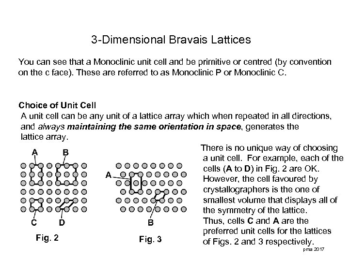 3 -Dimensional Bravais Lattices You can see that a Monoclinic unit cell and be