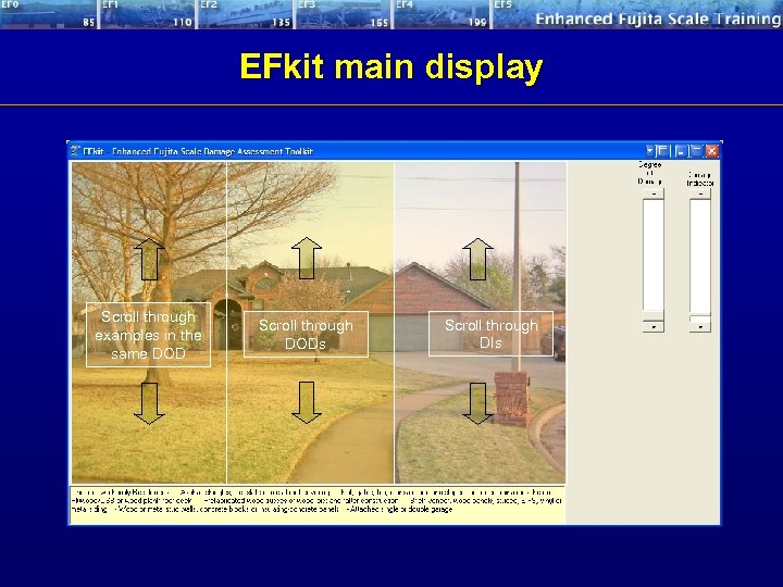 EFkit main display Scroll through examples in the same DOD Scroll through DODs Scroll